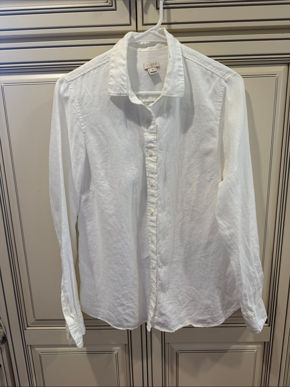 J. Crew White linen  Long-Sleeve Button-Up Shirt